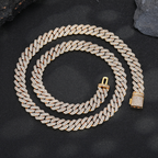 12mm Moissanite Diamond Prong Cuban Chain 18k Gold