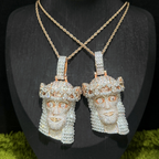 Moissanite Four-Leaf Clover Headdress Jesus Pendant