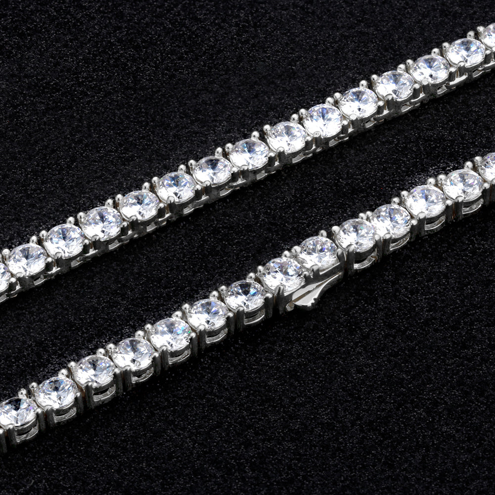 5mm Moissanite White Gold  Diamond Mens Tennis Chain