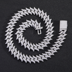 18mm Spiked Moissanite Cuban Chain White Gold