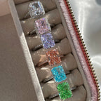 S925 Advanced Ice Flower Cut Colorful Gem Ring