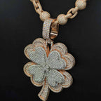 S925 Silver Moissanite Two-tone Four-leaf Clover endant