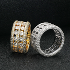 Moissanite Luxury Double Row Hollow Ring