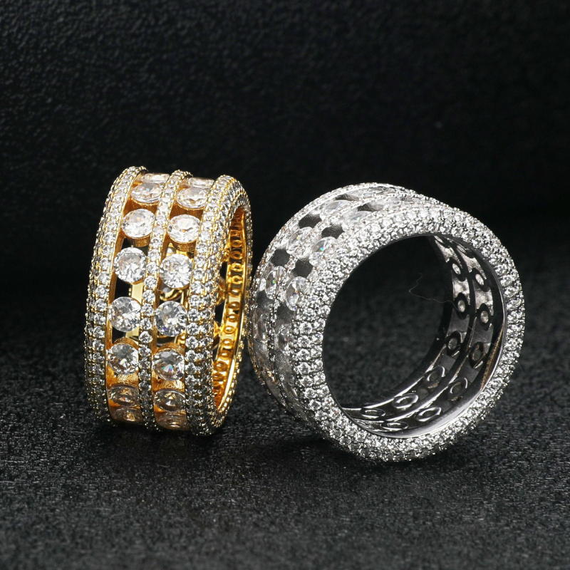 Moissanite Luxury Double Row Hollow Ring