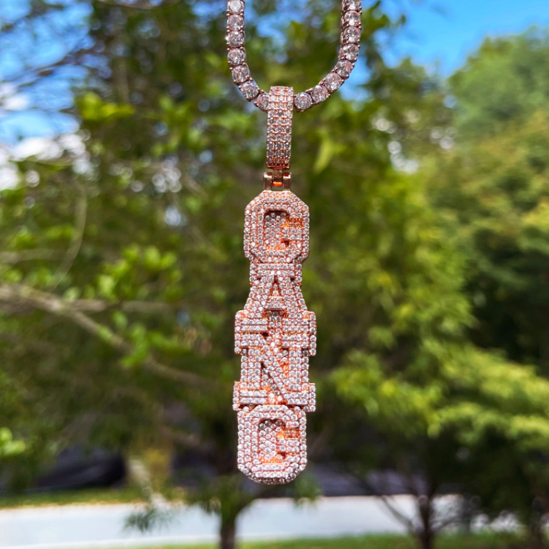 Moissanite Hip Hop Art Font Custom Lettering Pendant
