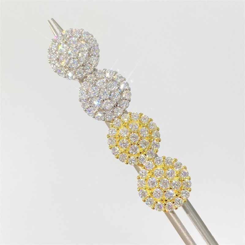 Moissanite Hip Hop Flower Round Earrings