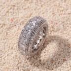 Moissanite Luxury Sparkling Square Zirconium Round Diamond Ring