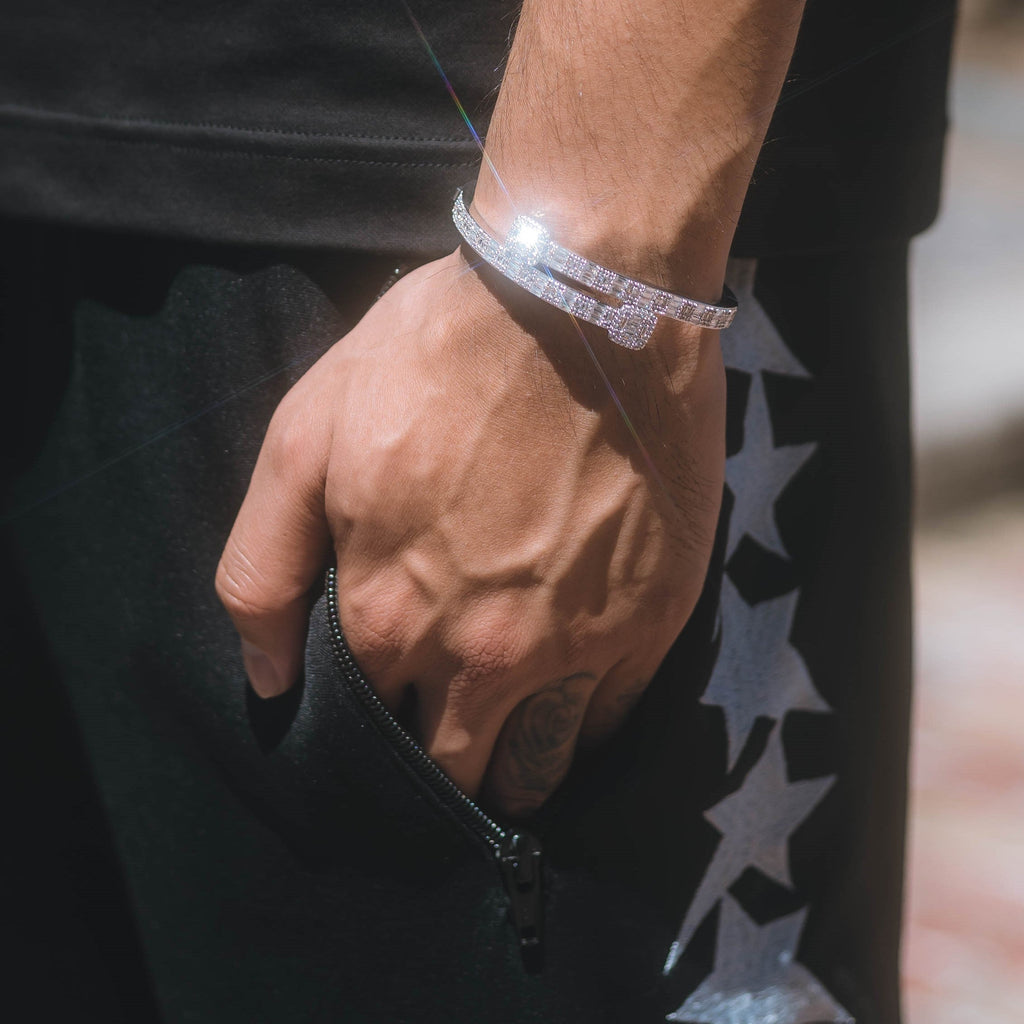 Moissanite Baguette Bangle Bracelet For Men