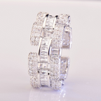 Moissanite Design Irregular Step Square Ring