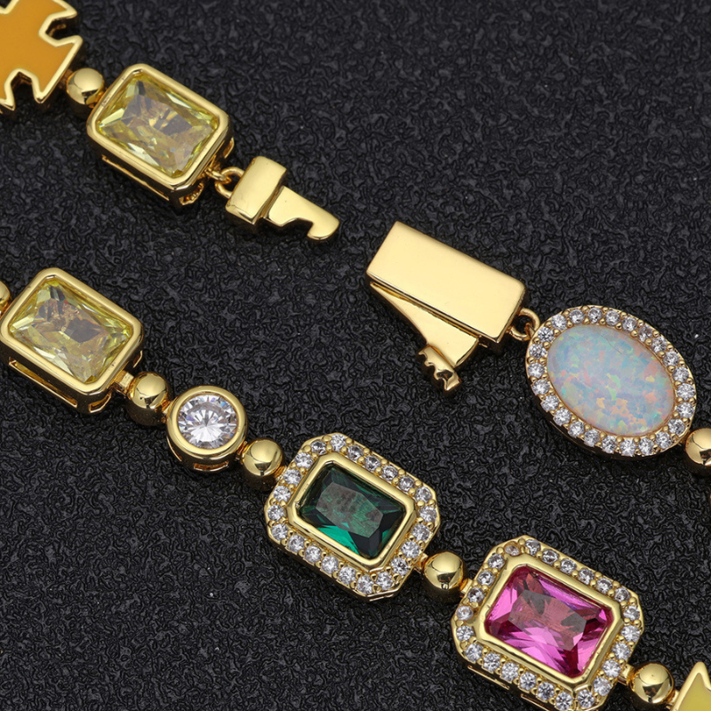 10mm Moissanite Hip Hop Colored Gemstone Art Chain