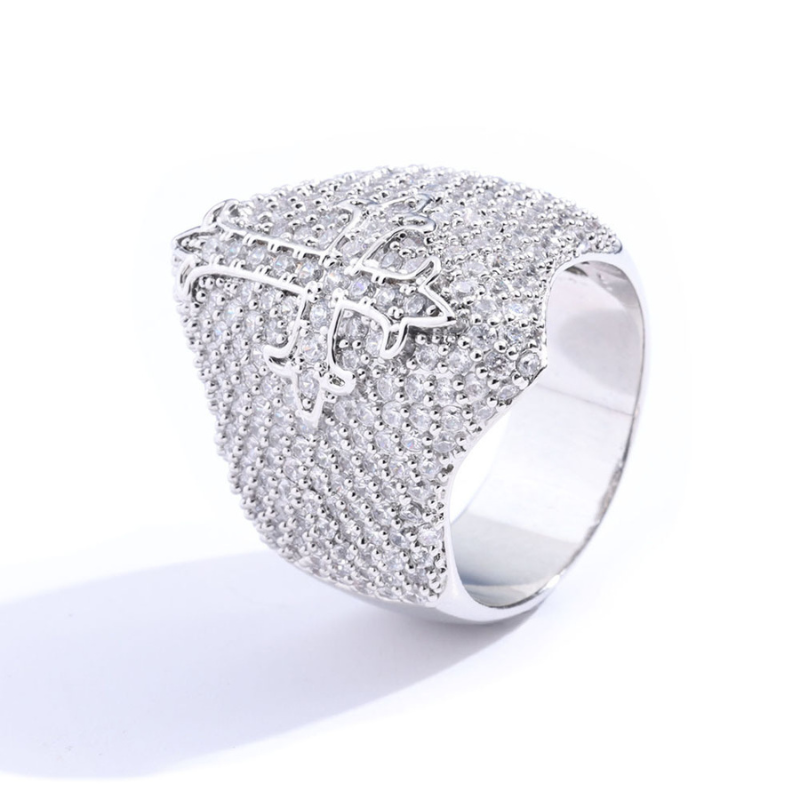 Moissanite Hip Hop Cross Shield Ring