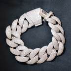 20mm Moissanite Hip Hop Diagonal Buckle Crescent Cuban Bracelet