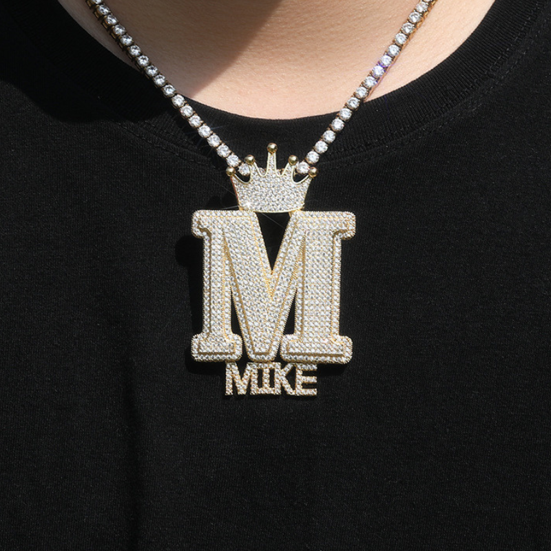 Moissanite Crown Buckle Personalized Letter Custom Pendant