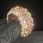 Moissanite Patterned Edge Design Oval Goose Egg Diamond Ring