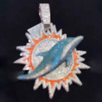 Moissanite Hip Hop Sun Ray Dolphin Pendant