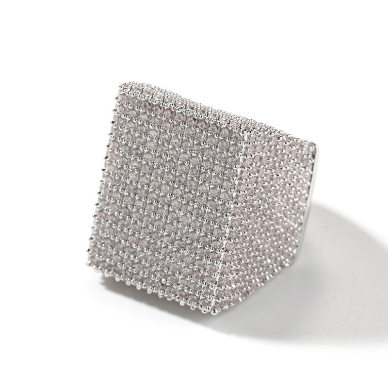 Moissanite Hip Hop Sparkle Big Square Ring