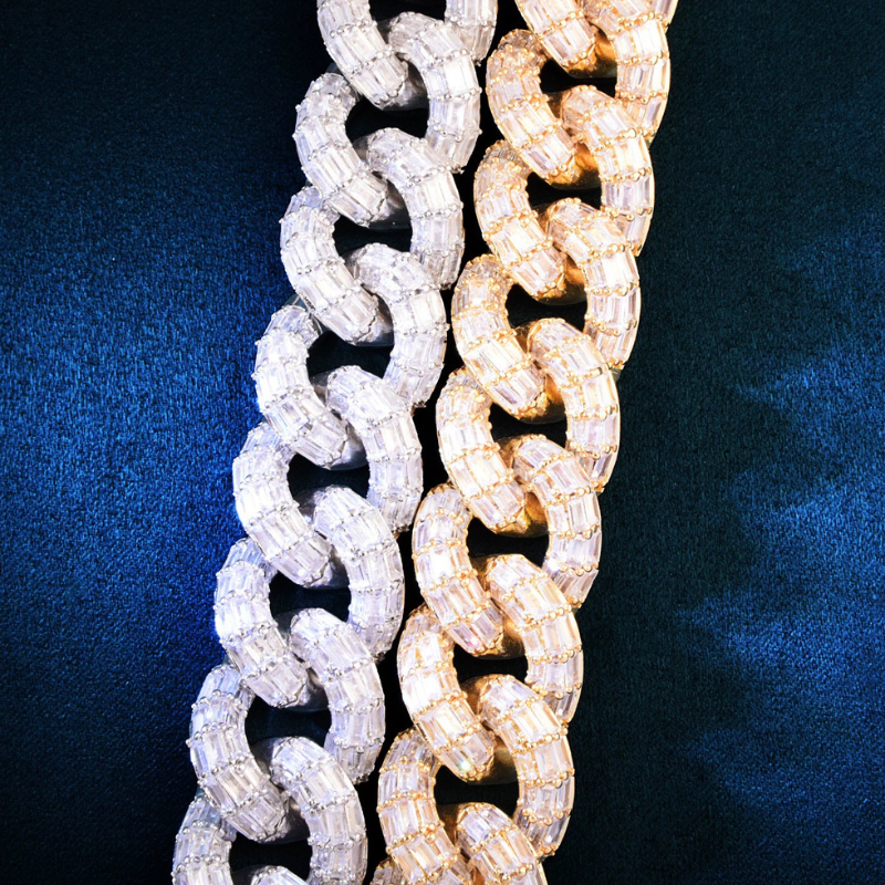21mm Moissanite Trapezoid Diamond Cuban Chain