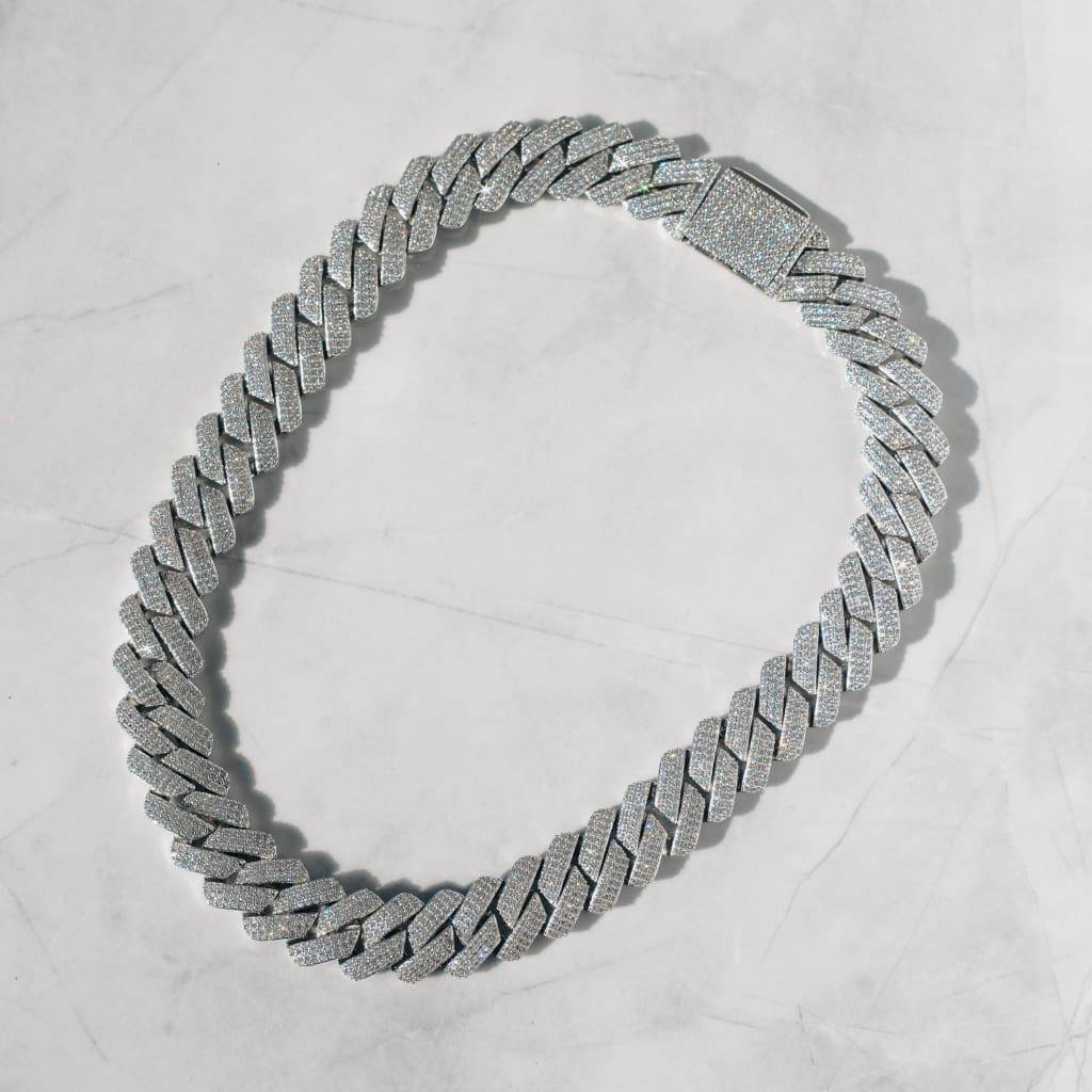 12/14/20mm Moissanite Diamond Prong Cuban Chain