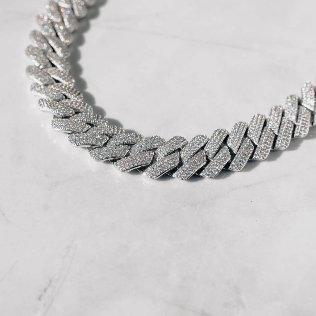 12/14/20mm Moissanite Diamond Prong Cuban Chain