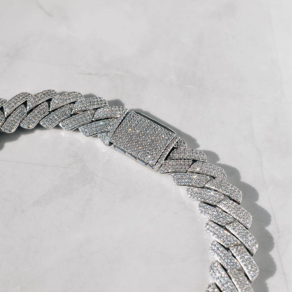 12/14/20mm Moissanite Diamond Prong Cuban Chain
