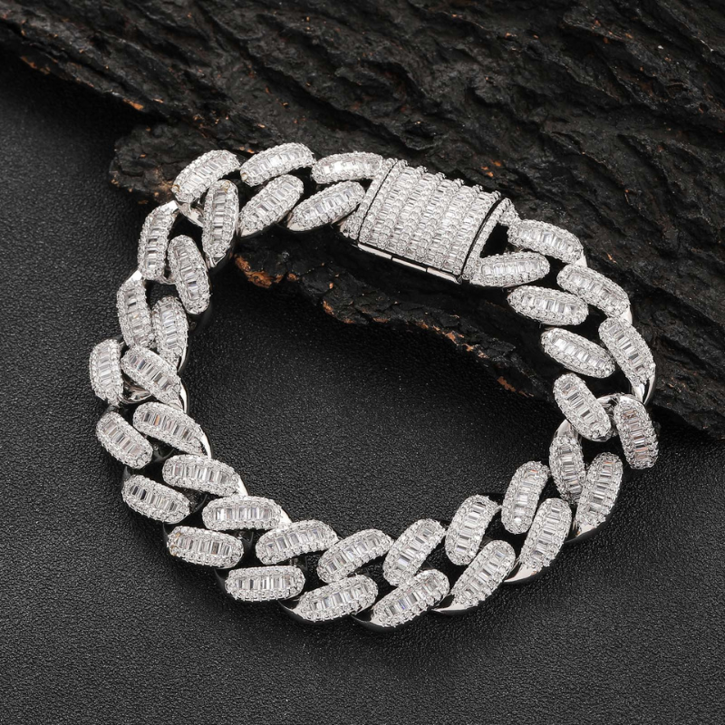 15mm T Square Ice Out Diamond Cuban Bracelet