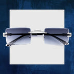 Gradual Grey Rectangle Rimless Sunglasses