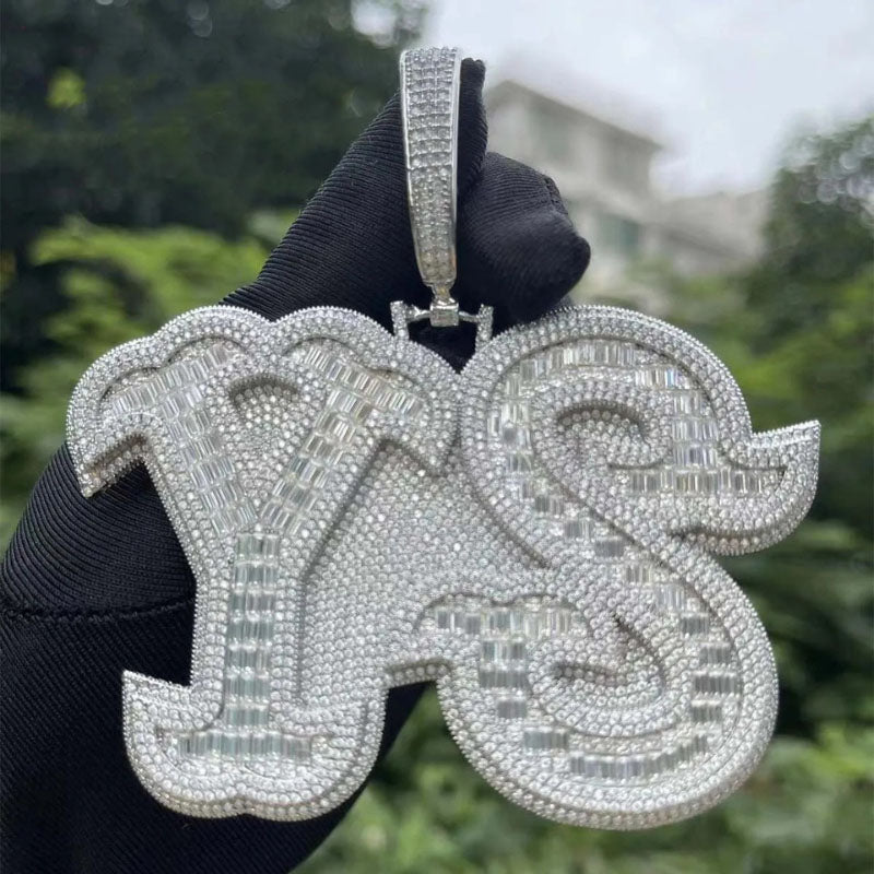 Moissanite Fish Tail Font Design Letters Custom Pendant
