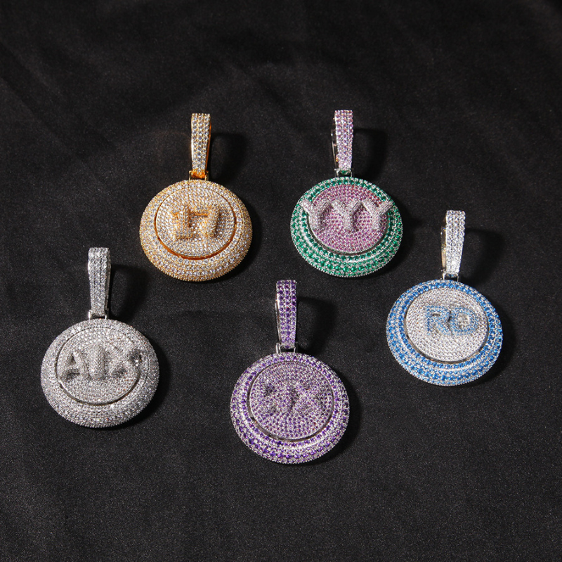 Moissanite Creative Custom Letter Rotating Circular Pendant