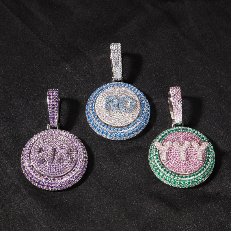 Moissanite Creative Custom Letter Rotating Circular Pendant