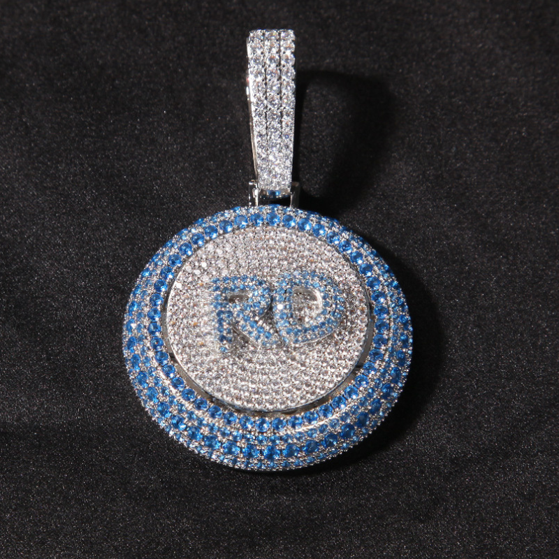 Moissanite Creative Custom Letter Rotating Circular Pendant