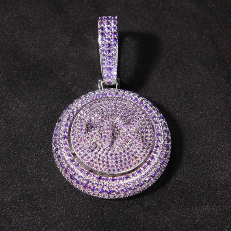 Moissanite Creative Custom Letter Rotating Circular Pendant