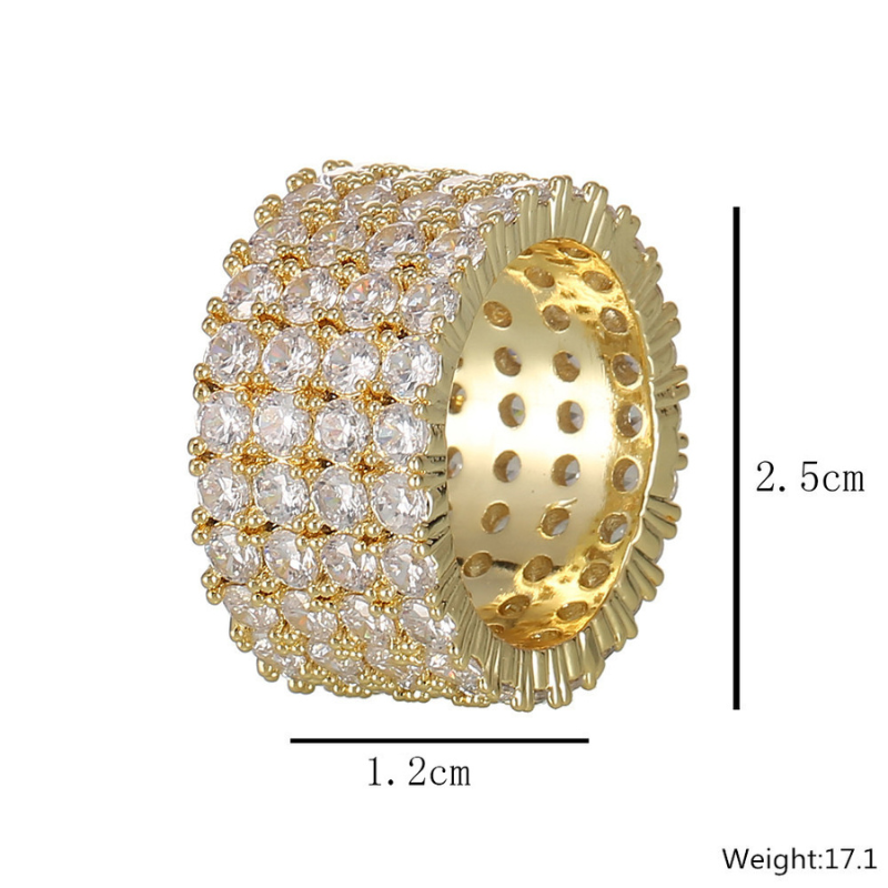 Moissanite Four Row Diamond Luxury Ring