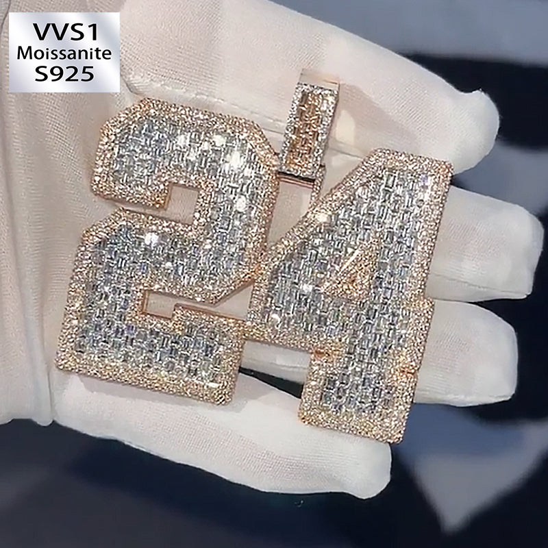 Moissanite alphanumeric custom pendant