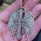 （In Stock）S925 Moissanite Cross Wings Pendant