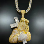 Custom Ice Out Jesus Cross Pendant and 5mm Tennis Chain Set