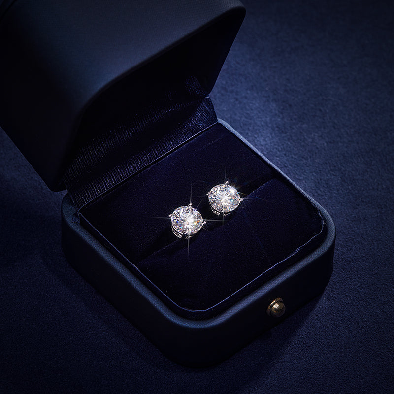 0.5Ct/1Ct/2Ct/3Ct/4Ct/5Ct Moissanite Briliant Round Cut Stud Earrings in S925 Silver