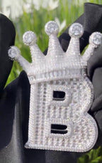 Moissanite Diamond Crown Buckle Letter "B" Pendant