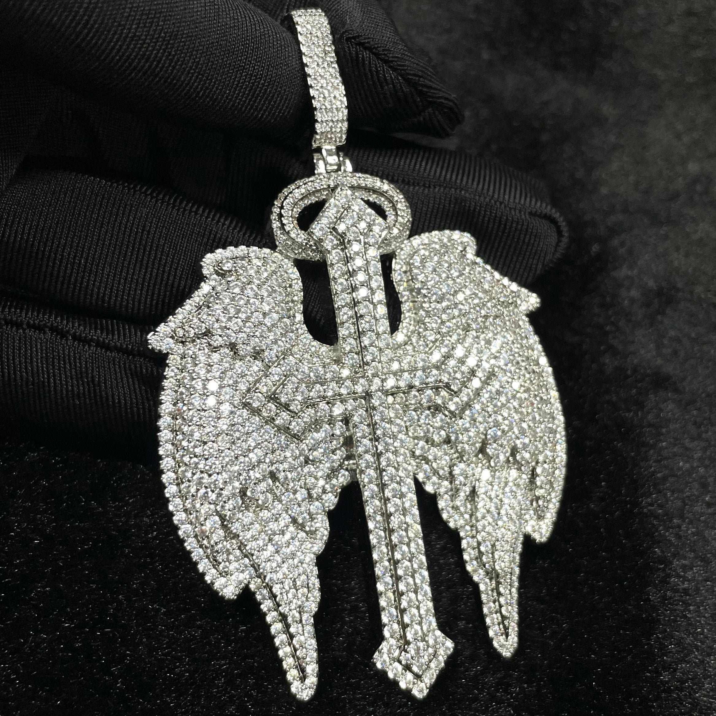 （In Stock）S925 Moissanite Cross Wings Pendant