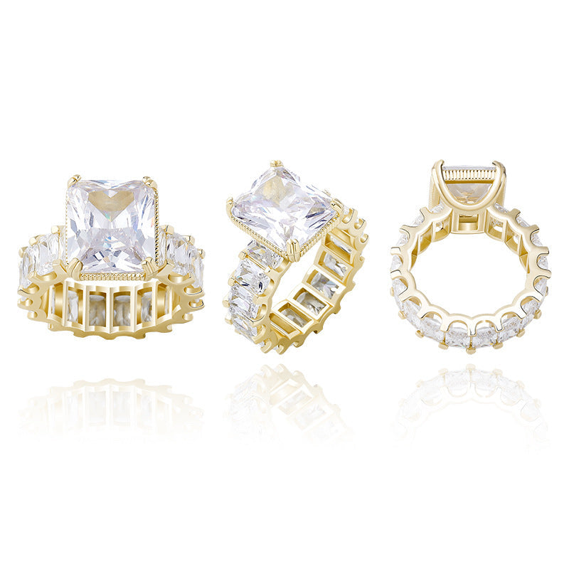 Moissanite Hip Hop Cube Rock Candy Ring