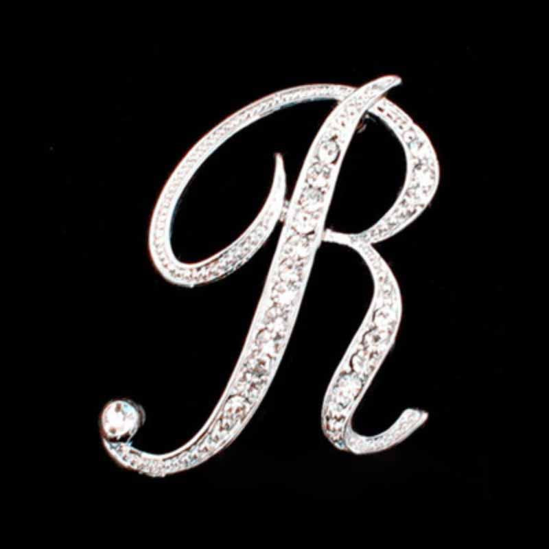 Moissanite Initial Letter Jewelry Brooches