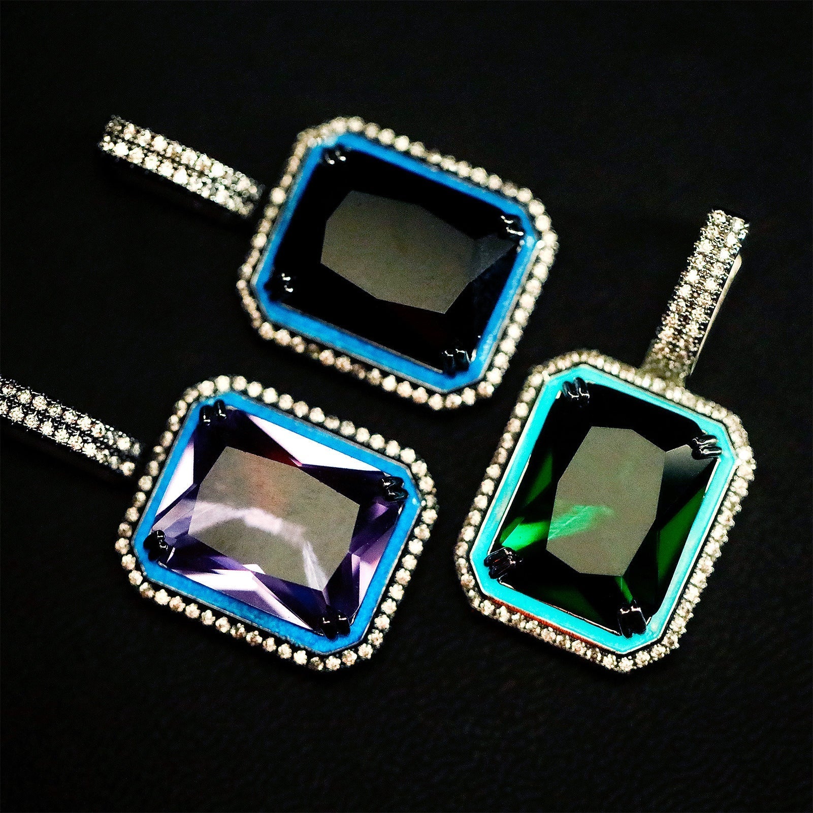 Gemstone Iridescent Glow in the Dark Oil Drop Moissanite Pendant