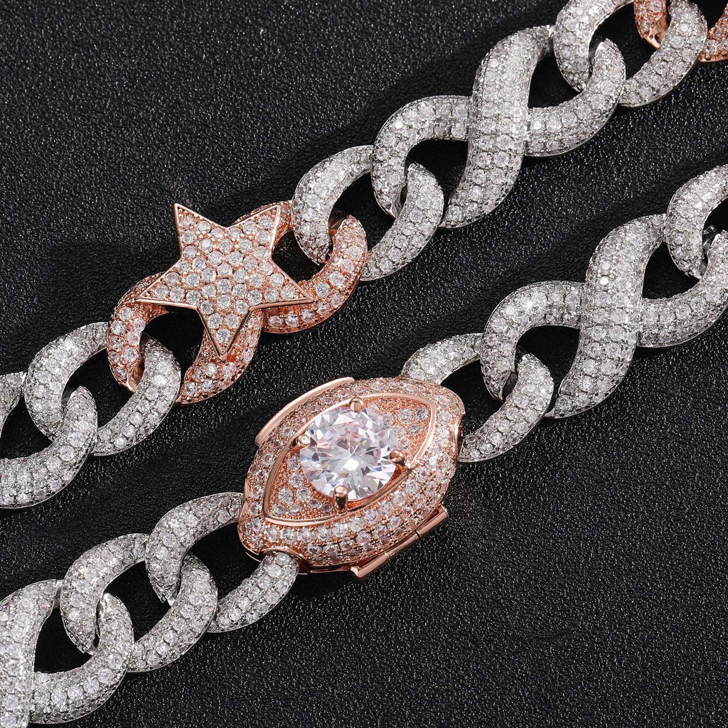 10mm/16mm "Two-tone Star" and "Demon Eye" Cuban Chain