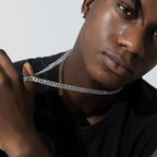 8mm Moissanite Cuban Link Chain in White Gold