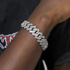 18mm Moissanite Baguette Prong Cuban Bracelet