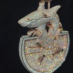 Moissanite Shark Semicircular Pendant