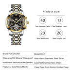 Waterproof Luminous Hollow Tourbillon Stainless Steel Automatic Mechanical Watch