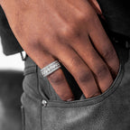 Round Cut Moissanite Wide 3 Row Eternity Band Ring