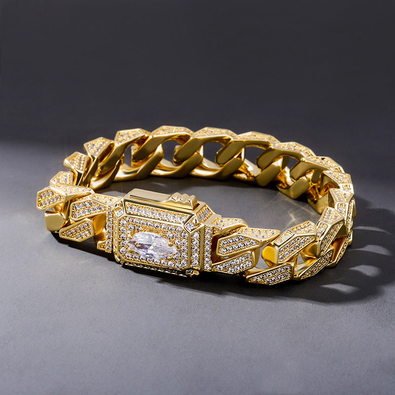 Moissanite Miami Style Watch Shape Design Cuban Bracelet