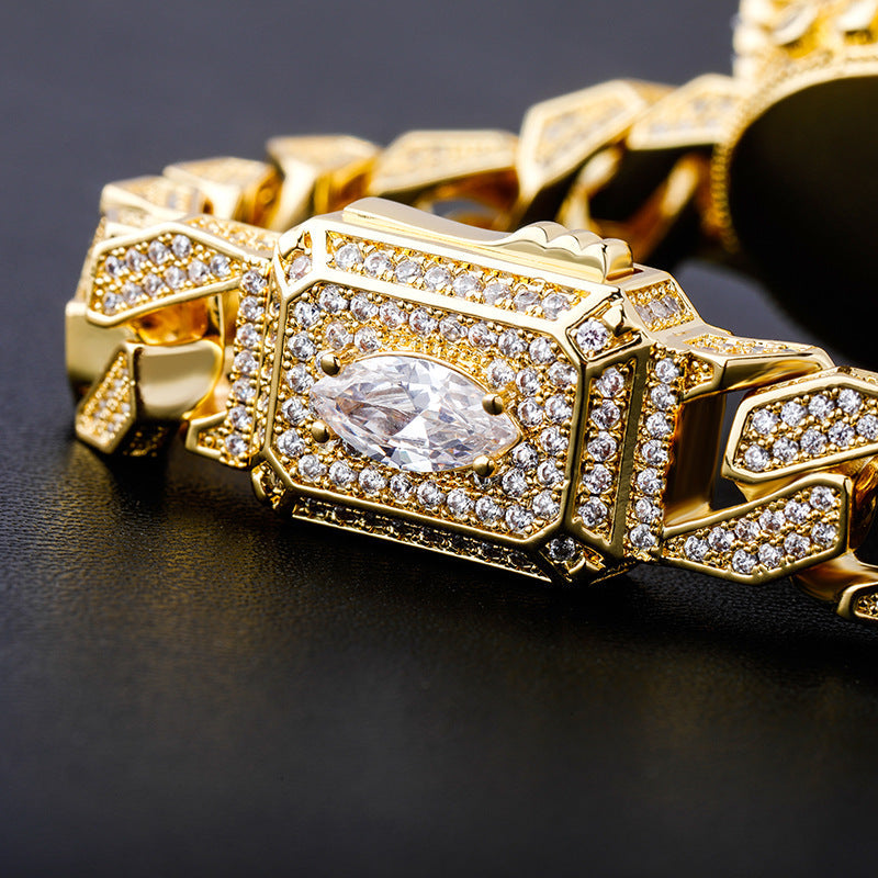 Moissanite Miami Style Watch Shape Design Cuban Bracelet