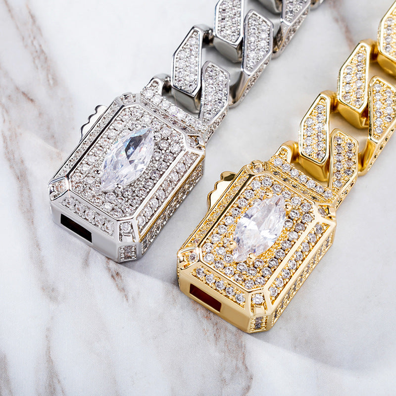 Moissanite Miami Style Watch Shape Design Cuban Bracelet